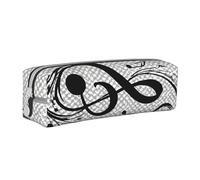 XDCYWBZDBC Astuccio in pelle nera con note musicali per cancelleria Borsa portaoggetti di grande capacità viene utilizzata per mettere piccoli oggetti per scuola, ufficio, viaggi o trucco piccola