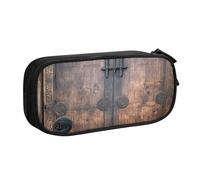 Xdcywbzdbc Astuccio portamatite a strati rustico in legno con stampa porta astuccio spazioso e organizzato, grande borsa portaoggetti con scomparti, design elegante e funzionale, Nero , Taglia unica,