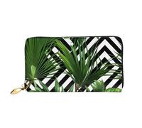 XDCYWBZDBC Borsa a mano in pelle con foglie verdi di palma e piante tropicali, grande capacità, portafoglio da donna con tasche multiple, portafoglio multifunzione per carte di credito, 3D., taglia