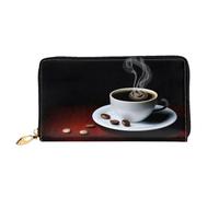 XDCYWBZDBC Caffè caldo con chicco di caffè da donna portafogli lunghi portafogli da viaggio titolari di carte di credito Portafogli con cerniera di grande capacità titolari di biglietti da visita Moda
