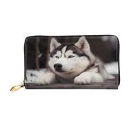 XDCYWBZDBC Carino Husky Dog Ladies Portafogli Lunghi Portafogli da Viaggio Porta Carte di Credito Portafogli Cerniera Grande Capacità Portafogli Porta Biglietti da Visita Moda Notecase, Nero , Taglia