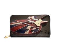 XDCYWBZDBC Chitarra Bandiera Britannica Signore Portafogli Lunghi Portafogli da Viaggio Porta Carte di Credito Portafogli Cerniera Grande Capacità Portafogli Porta Biglietti da Visita Moda, Nero ,