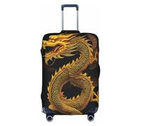 XDCYWBZDBC Copertura elastica per bagagli da viaggio con drago giallo dorato cinese, custodia per bagagli Tao18-32 pollici con cerniera Antis antigraffio antipolvere fissaggio e smontaggio rapido,