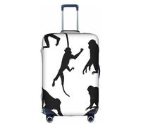 XDCYWBZDBC Copertura elastica per bagagli da viaggio nera con scimmia Gibbon Tao18-32 pollici copertura per bagagli con cerniera anti-graffio antipolvere fissaggio e smontaggio rapido, bianco, L,