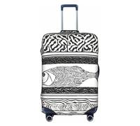 XDCYWBZDBC Copertura per bagagli da viaggio elastica a righe etniche con tartaruga Tao18-32 pollici Copertura per bagagli con cerniera Antis antigraffio antipolvere Fissaggio e smontaggio rapido,