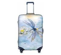 XDCYWBZDBC Dragonfly Lotus Copertura elastica per bagagli da viaggio Tao18-32 pollici Copertura per bagagli con cerniera Antis antigraffio antipolvere Fissaggio rapido e smontaggio, bianco, S,