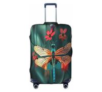 XDCYWBZDBC Dragonfly On The Flower Copertura elastica per bagagli da viaggio Tao18-32 pollici Copertura per bagagli con cerniera Antis antigraffio antipolvere Fissaggio e smontaggio rapido, bianco,