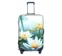 XDCYWBZDBC Dragonfly with Water Lily, copertura elastica per bagagli da viaggio, custodia per bagagli Tao18-32 pollici con cerniera, antigraffio, antipolvere, fissaggio e smontaggio rapidi, bianco, L,