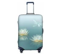 XDCYWBZDBC Dragonfly with Water Lily, copertura elastica per bagagli da viaggio, custodia per bagagli Tao18-32 pollici con cerniera, antigraffio, antipolvere, fissaggio e smontaggio rapidi, bianco, S,