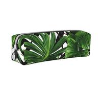 XDCYWBZDBC Foglie verdi di palma Pianta tropicale Astuccio in pelle per cancelleria Borsa portaoggetti di grande capacità viene utilizzata per mettere piccoli oggetti per scuola, ufficio, viaggi o