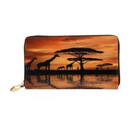XDCYWBZDBC Giraffa sotto l'albero in Africa Portafogli lunghi da donna Portafogli da viaggio Porta carte di credito Portafogli con cerniera di grande capacità Porta biglietti da visita Moda Notecase,