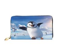 XDCYWBZDBC Happy Penguin - Portafoglio da donna in pelle con cerniera lunga, grande capacità, con tasche multiple, multifunzione, adatto per carte di credito, contanti, monete, 3D, Taglia unica,