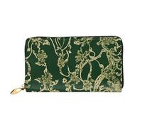 XDCYWBZDBC Hunter - Portafoglio da donna in pelle con tasche multiple, motivo petali floreali, colore: verde, 3D., taglia unica, Casual