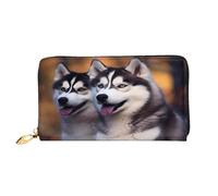 XDCYWBZDBC Husky Dog Leather Long Zipper Hand Purse Large Capacities Portafoglio da donna con tasche multiple Portafoglio multifunzionale Fit carte di credito, contanti, monete, 3D, Taglia unica,