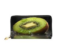 XDCYWBZDBC Kiwi Slice Portafogli lunghi da donna Portafogli da viaggio Porta carte di credito Portafogli con cerniera di grande capacità Porta biglietti da visita Moda Notecase, Nero , Taglia unica,