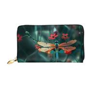 XDCYWBZDBC Libellula sul fiore in pelle lunga cerniera borsa a mano grande capacità portafoglio da donna con tasche multiple portafoglio multifunzionale adatto per carte di credito, contanti, monete,