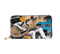 XDCYWBZDBC Magia Chitarra Elettrica Musica Signore Lungo Portafogli Viaggio Portafogli Porta Carte di Credito Portafogli Cerniera Grande Capacità Porta Biglietti da Visita Moda Notecase, Nero , Taglia