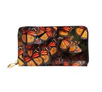 XDCYWBZDBC Monarch Butterflies - Portafoglio da donna in pelle con cerniera lunga, grande capacità, con tasche multiple, multifunzione, per carte di credito, contanti, monete, 3D, Taglia unica, casual