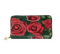 XDCYWBZDBC Portafogli lunghi da donna rosa rossa portafogli da viaggio porta carte di credito portafogli con cerniera di grande capacità porta biglietti da visita porta biglietti da visita Notecase