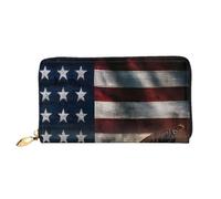 XDCYWBZDBC Portafoglio da donna in pelle con cerniera lunga con bandiera americana da baseball grande capacità portafoglio da donna con tasche multiple portafoglio multifunzione adatto per carte di