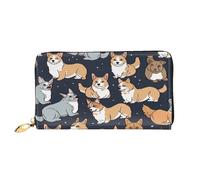 XDCYWBZDBC Portafoglio lungo da donna con motivo Corgi Portafogli da viaggio Porta carte di credito Portafogli con cerniera di grande capacità Porta biglietti da visita Porta biglietti da visita Moda