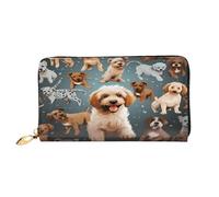 XDCYWBZDBC Puppy Doodles - Portafoglio da donna in pelle con cerniera lunga e grande capacità, con tasche multiple per carte di credito, contanti, monete, 3D., taglia unica, Casual