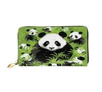 XDCYWBZDBC Verde Sfondo Panda Signore Lungo Portafogli Viaggio Portafogli Titolari di Carte di Credito Portafogli Cerniera Grande Capacità Portafogli Porta Biglietti da Visita Moda Notecase, Nero ,