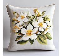 XDEGHUANGSS Kit de Crochet en Acrylique pour Coussin et Taie d'Oreiller DIY Créatif avec Système de Verrouillage, Décoration Maison 43 x 43 cm, semplici fiori