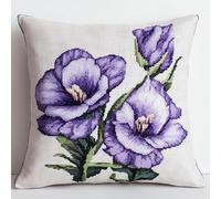 XDEGHUANGSS Kit de Crochet en Acrylique pour Coussin et Taie d'Oreiller DIY Créatif avec Système de Verrouillage, Décoration Maison 43 x 43 cm, fiore viola