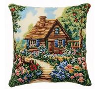 XDEGHUANGSS Kit di gancio di fermo punto croce, per cottage, giardino, per creare tappeti e tela, cuscino punto annodato a fare, Latch Hook Kit di arazzi per adulti, principianti 43 x 43 cm