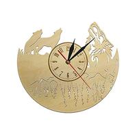 XDG Orologio da parete in legno Orologio da lupo che ulula Orologio da parete naturale ecologico Design moderno Ammiratori di lupi Regalo per gli amanti del lupo