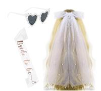 XDGBGFN 3 pezzi sposa accessori matrimonio cuore occhiali da sole con perle Bride to Be fascia per sposa addio al nubilato festa decorazione fotografia di matrimonio