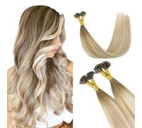 XDhair Extension per capelli con punta a U, 40 g, 40,6 cm, balayage da castano noce a castano cenere e biondo ossigenato, pre-incollate, extension per donne, #3/8/22, 40,6 cm