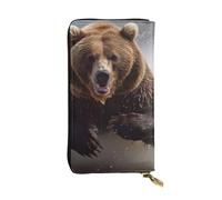 XDHFFJUCK Bear Running - Portafoglio da uomo in pelle, con fermasoldi, pieghevole, porta carte, banconote, portafoglio da viaggio, e-portafoglio, tasca per carte di credito, banconote e monete, Nero ,