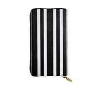 XDHFFJUCK Portafogli da uomo in pelle a righe bianche e nere eleganti con clip per banconote, porta carte, portafoglio da viaggio, e-portafoglio, tasca per carte di credito, banconote e monete, Nero ,