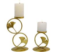 XDLEDMKIZ Candele da Tavolo, Applique per Candele, retrò, Decorazioni, 2 Pezzi portacandele in Ferro candeliere retrò Foglia di Ginkgo bruciatore di Oli Essenziali per aromaterapia