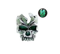 xdlhghe Anello con teschio che si illumina al buio, unisex, verde e blu, regolabile, in argento, gioiello regalo, Ottone, Nessuna pietra preziosa