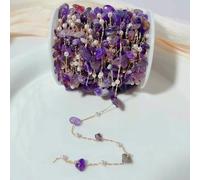 XDMING 1 Metro/Lotto di Perline di Pietra Irregolari, Catena di Rame con Perle da 4 mm, per collane, bracciali, Pendenti e Accessori Fai da Te