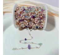 XDMING 1 Metro/Lotto di Perline di Pietra Irregolari, Catena di Rame con Perle da 4 mm, per collane, bracciali, Pendenti e Accessori Fai da Te