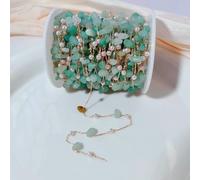 XDMING 1 Metro/Lotto di Perline di Pietra Irregolari, Catena di Rame con Perle da 4 mm, per collane, bracciali, Pendenti e Accessori Fai da Te