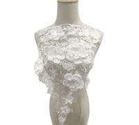 XDMING 1 Pezzo di Toppa Ricamata con Fiore Rosa Blu da Cucire su Perline, Applique, Toppe in Tessuto per Abito da Sposa, Accessorio Fai da Te