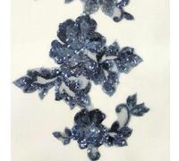 XDMING 4 Pezzi/Lotto Blu Paillettes Fiore Ricamo Pizzo Patch Fai da Te Cucito Panno Applique Collare Toppe Decorazione del Vestito