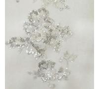 XDMING 4 Pezzi/Lotto Blu Paillettes Fiore Ricamo Pizzo Patch Fai da Te Cucito Panno Applique Collare Toppe Decorazione del Vestito