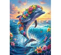 XDolphin Jumping in The Ocean Waves Puzzle 300 Pezzi Rompicapo Creativo Artistico Science Fiction Magical Dream Stimolo Della Creatività Attività Per Il Tempo Libero Regalo Per Persone Creative 300 P