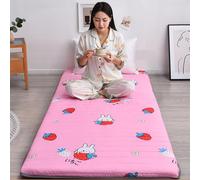 XDone Materasso a pavimento, singolo, ispessito, 5 cm, morbido, tatami giapponese, portatile, arrotolabile, letto pieghevole, per casa e campeggio (fragola, 90 x 190 cm)