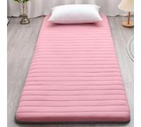 XDone Materasso a pavimento, singolo, ispessito, 5 cm, morbido, tatami giapponese, portatile, arrotolabile, letto pieghevole, per casa e campeggio (rosa, 80 x 190 cm)