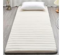 XDone Materasso da pavimento, singolo, ispessito, 5 cm, morbido, tatami giapponese, portatile, arrotolabile, letto pieghevole, per casa e campeggio (colore: crema, 90 x 200 cm)