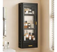 XDOPIRRS Mobile da Parete per Bagno con Cassetti, Mobile Espositivo da Parete per Cucina a Più Livelli, Adatto per Soggiorno, Camera da Letto, Cucina e Bagno(Black 3-Tier,30cm/11.8in)