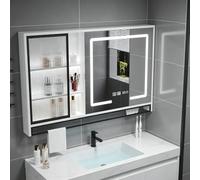 XDOPIRRS Mobiletto con Specchio antiappannamento Intelligente, Mobiletto con Specchio Touch a LED | Dotato di funzione antiappannamento, comandi touch intelligenti e visualizzazione dell'ora.(C,100cm/39.4in)