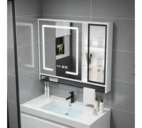 XDOPIRRS Mobiletto con Specchio antiappannamento Intelligente, Mobiletto con Specchio Touch a LED | Dotato di funzione antiappannamento, comandi touch intelligenti e visualizzazione dell'ora.(D,70cm/27.5in)